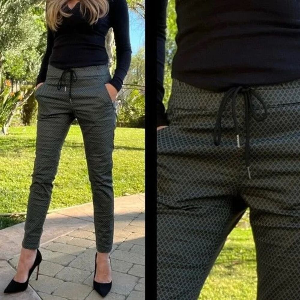 BEVY FLOG Shely Black Patterned Drawstring Jogger Pants Size 26 BTS Night Out